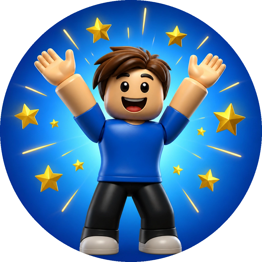 Personagem Roblox surpreso